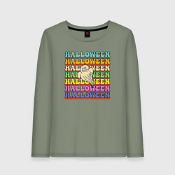 Лонгслив хлопковый женский Ghost halloween, цвет: авокадо