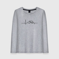 Лонгслив хлопковый женский Кардиограмма subaru чёрный, цвет: меланж