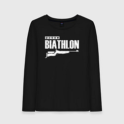 Лонгслив хлопковый женский Biathlon - снайпер, цвет: черный