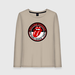 Лонгслив хлопковый женский Rolling Stones established 1962, цвет: миндальный