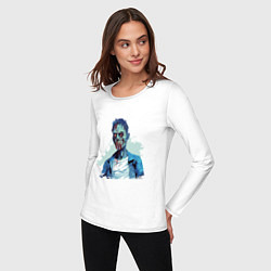 Лонгслив хлопковый женский Зомби в рубашке, цвет: белый — фото 2