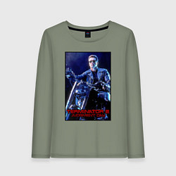 Лонгслив хлопковый женский T2 - Arnold, цвет: авокадо