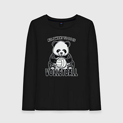 Лонгслив хлопковый женский Panda volleyball, цвет: черный