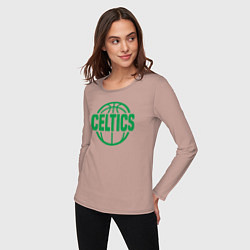 Лонгслив хлопковый женский Celtics ball, цвет: пыльно-розовый — фото 2