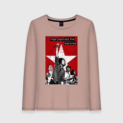 Лонгслив хлопковый женский Rage Against the Machine - group, цвет: пыльно-розовый