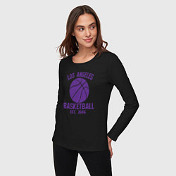 Лонгслив хлопковый женский Basketball Los Angeles, цвет: черный — фото 2