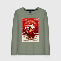 Лонгслив хлопковый женский Фоллаут - nuka cola pin-up girl, цвет: авокадо