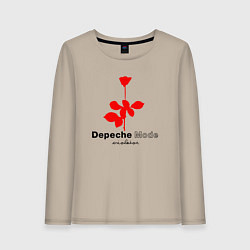 Лонгслив хлопковый женский Depeche Mode - Violator album logo, цвет: миндальный