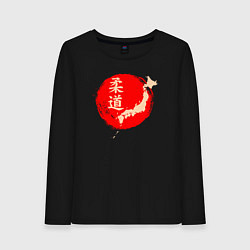 Лонгслив хлопковый женский Дзюдо Японии, цвет: черный