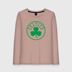 Лонгслив хлопковый женский Boston Celtics clover, цвет: пыльно-розовый