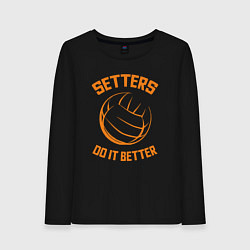 Лонгслив хлопковый женский Setters do it better, цвет: черный