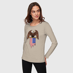 Лонгслив хлопковый женский США орёл, цвет: миндальный — фото 2