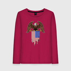 Лонгслив хлопковый женский США орёл, цвет: маджента