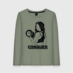 Лонгслив хлопковый женский Conquer, цвет: авокадо