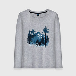 Женский лонгслив Графика горный пейзаж
