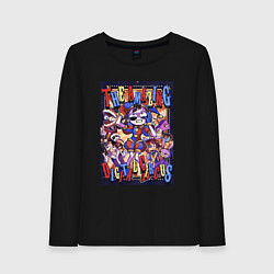 Лонгслив хлопковый женский Удивительный цифровой цирк в сборе, цвет: черный