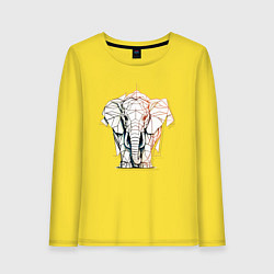 Лонгслив хлопковый женский Слон в геометрическом стиле, цвет: желтый