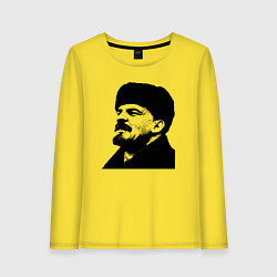 Лонгслив хлопковый женский Ленин в шапке, цвет: желтый