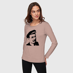Лонгслив хлопковый женский Ленин в кепке, цвет: пыльно-розовый — фото 2