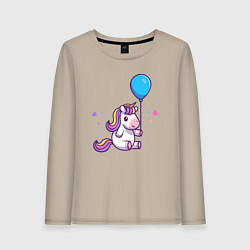 Женский лонгслив Единорог с шариком