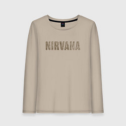 Лонгслив хлопковый женский Nirvana grunge text, цвет: миндальный