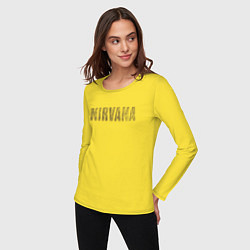 Лонгслив хлопковый женский Nirvana grunge text, цвет: желтый — фото 2
