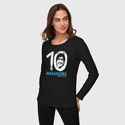 Лонгслив хлопковый женский Maradona 10, цвет: черный — фото 2