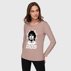 Лонгслив хлопковый женский Dios Diego Maradona, цвет: пыльно-розовый — фото 2