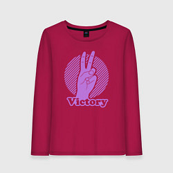 Лонгслив хлопковый женский Victory hand gesture, цвет: маджента