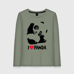 Лонгслив хлопковый женский I love panda, цвет: авокадо