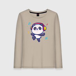 Лонгслив хлопковый женский Music panda, цвет: миндальный