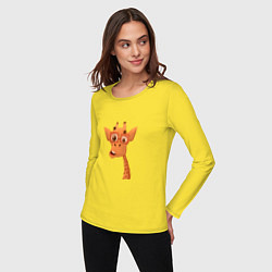 Лонгслив хлопковый женский Мультяшный жираф, цвет: желтый — фото 2