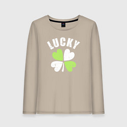 Лонгслив хлопковый женский Lucky day, цвет: миндальный