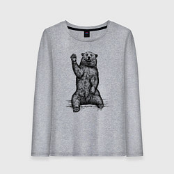 Лонгслив хлопковый женский Медведь приветливый, цвет: меланж