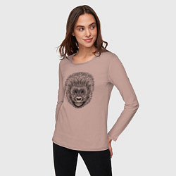 Лонгслив хлопковый женский Голова детеныша гориллы, цвет: пыльно-розовый — фото 2