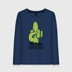 Лонгслив хлопковый женский Fucktus, цвет: тёмно-синий