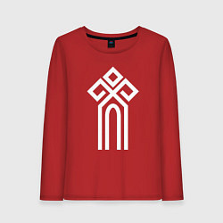 Лонгслив хлопковый женский Символ славянский чур, цвет: красный