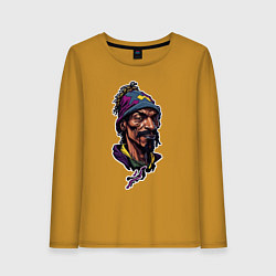 Лонгслив хлопковый женский Snoop dogg head, цвет: горчичный