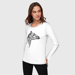 Лонгслив хлопковый женский Жираф в профиль, цвет: белый — фото 2