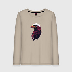 Лонгслив хлопковый женский Арт портрет орла, цвет: миндальный