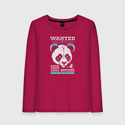 Лонгслив хлопковый женский Панда в розыске, цвет: маджента