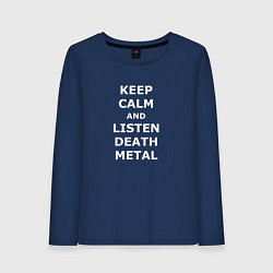 Лонгслив хлопковый женский Listen Death Metal, цвет: тёмно-синий