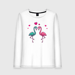 Лонгслив хлопковый женский Flamingo love, цвет: белый