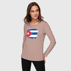 Лонгслив хлопковый женский Флаг Кубы, цвет: пыльно-розовый — фото 2