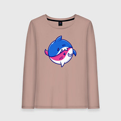 Лонгслив хлопковый женский Акулы инь ян, цвет: пыльно-розовый