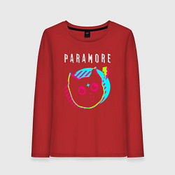 Лонгслив хлопковый женский Paramore rock star cat, цвет: красный