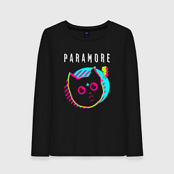 Лонгслив хлопковый женский Paramore rock star cat, цвет: черный