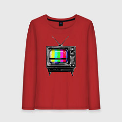 Лонгслив хлопковый женский Старый телевизор no signal, цвет: красный