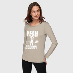 Лонгслив хлопковый женский Yeah buddy - Ронни Коулман, цвет: миндальный — фото 2