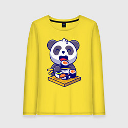 Лонгслив хлопковый женский Панда и суши, цвет: желтый